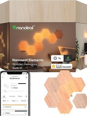 Nanoleaf Elements Wooden Hexagons 7 Panels Smarter Kit